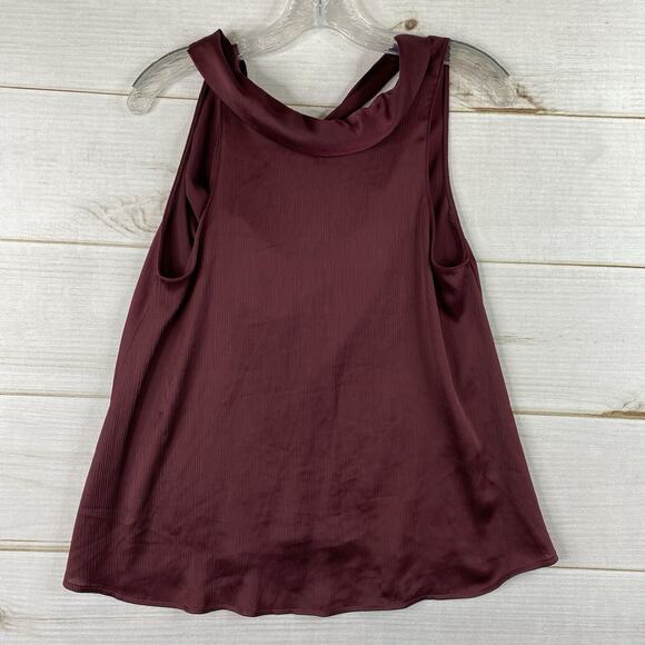 ASTR the Label Top Womens XS Burgundy Slouch Tie Neck Flowy Sleeveless NWT - Picture 1 of 7